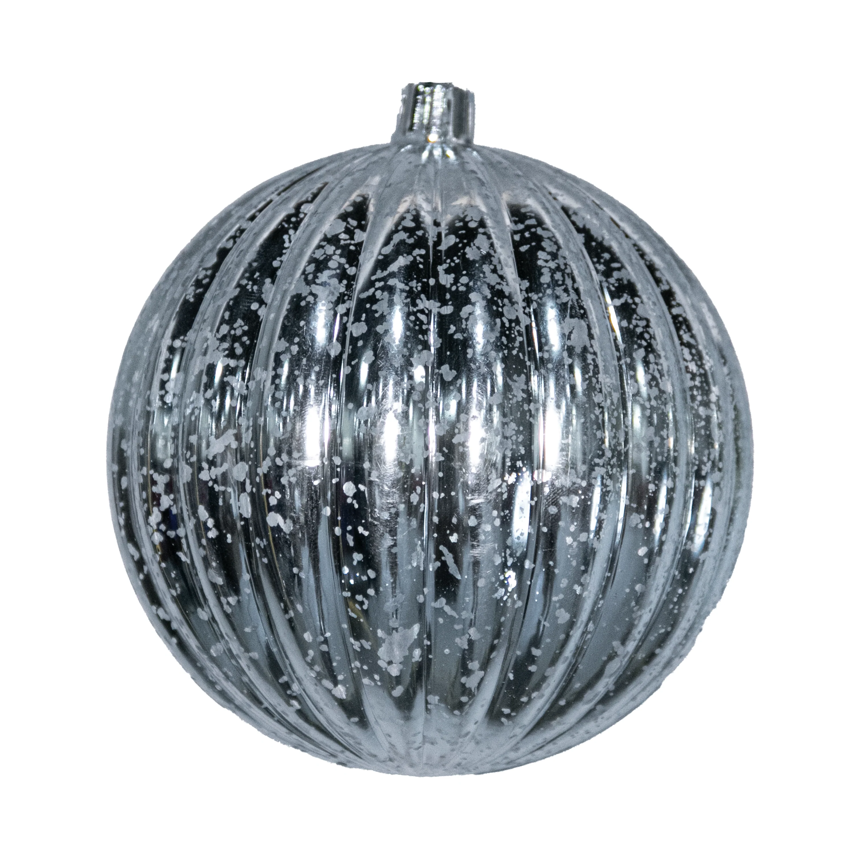 Shatterproof Baby Blue Ribbed Mercury Shiny Ball Ornament, 8" (200MM)