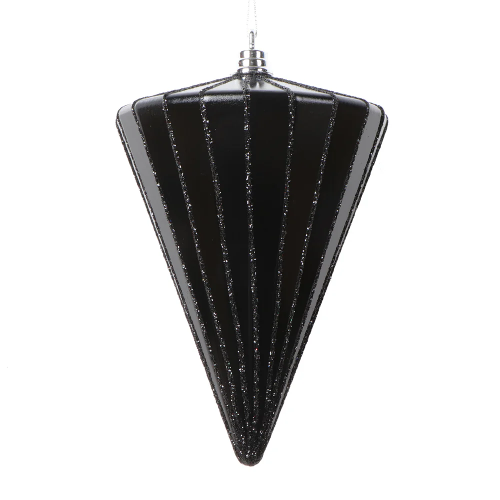 Shatterproof Black Diamond Cone Ornament, 6"