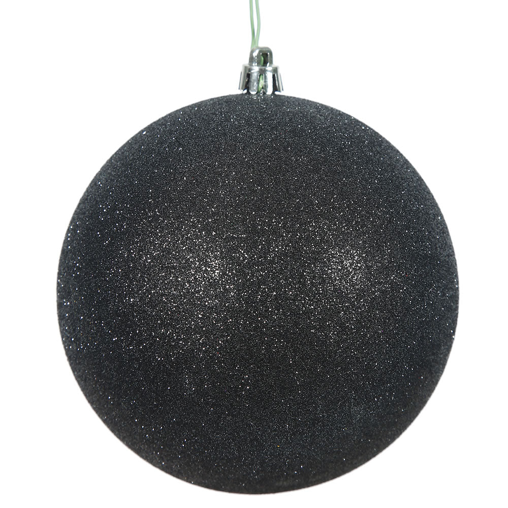 Shatterproof Black Glitter Ball Ornament, 3" (80MM)