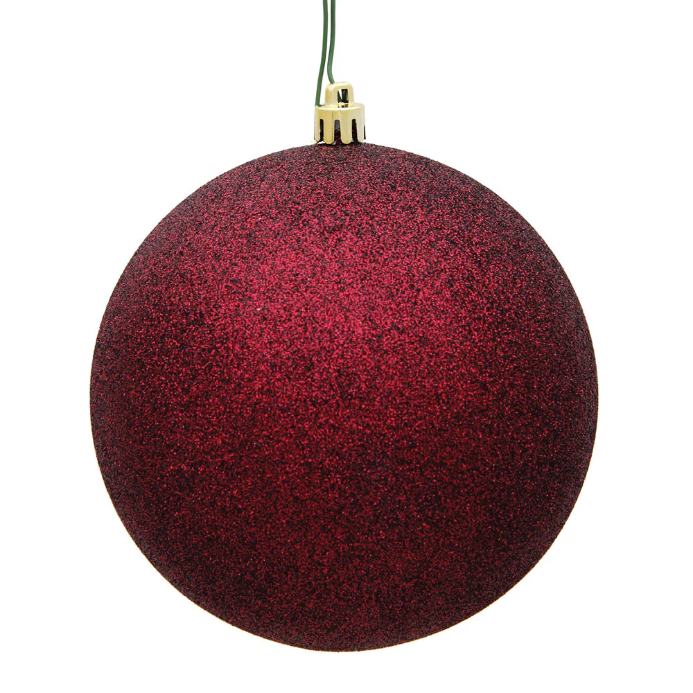 Shatterproof Wine Red Glitter Ball Ornament, 4" (100MM)