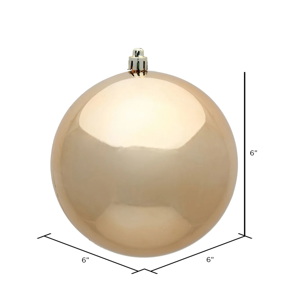Shatterproof Café Latte Shiny Ball UV Ornament, 6" (Set of 4) - Image 2