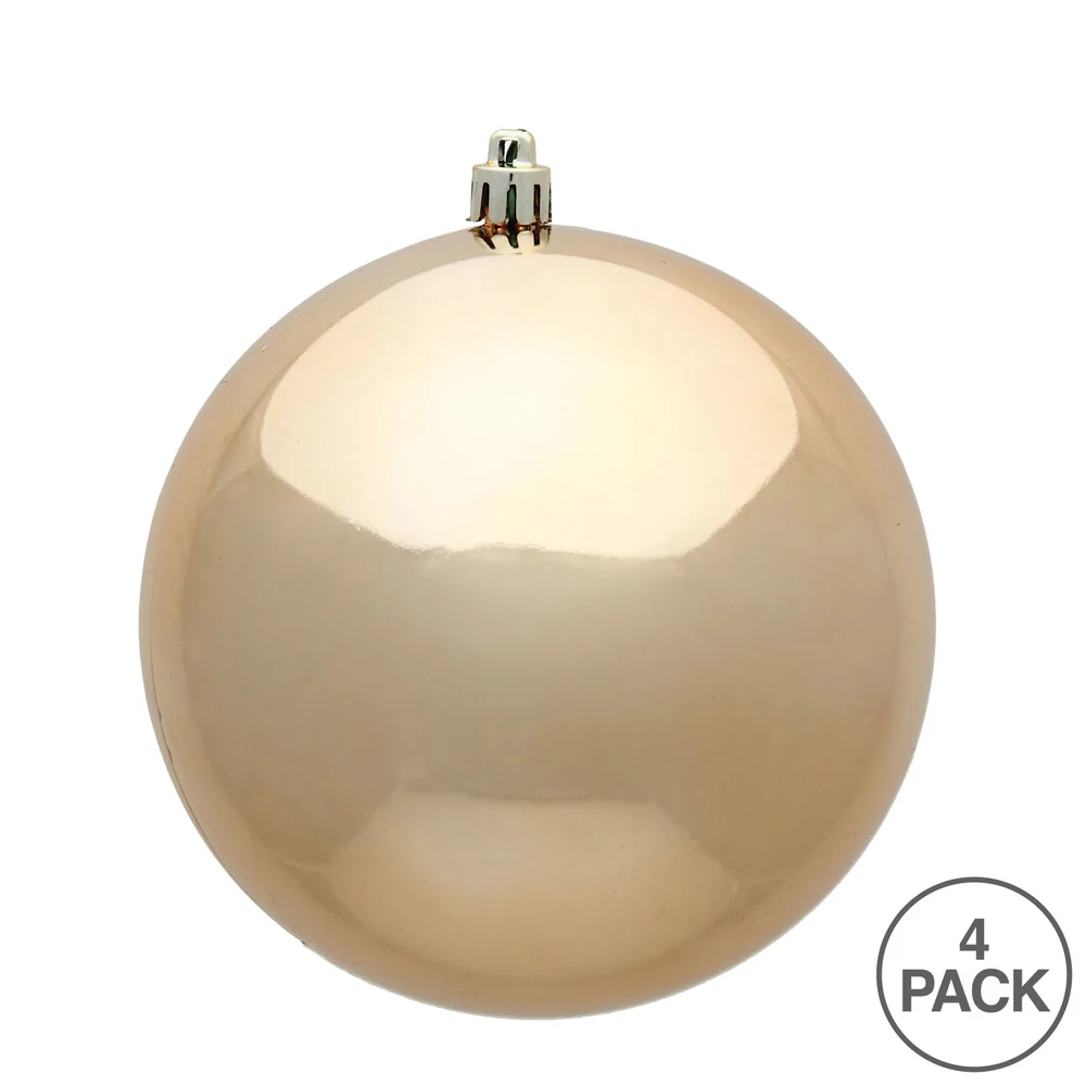Shatterproof Café Latte Shiny Ball UV Ornament, 6" (Set of 4) - Image 3