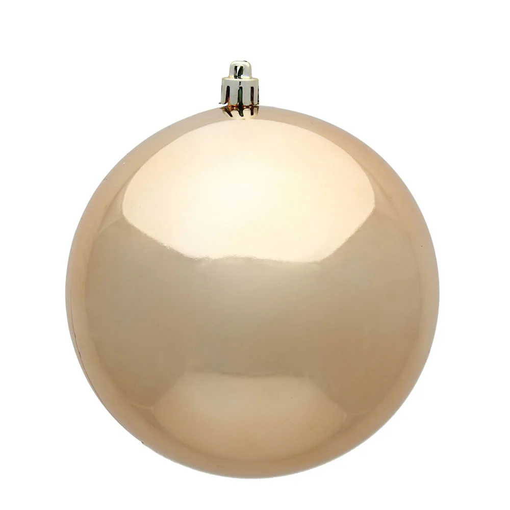 Shatterproof Café Latte Shiny Ball UV Ornament, 4" (Set of 6)