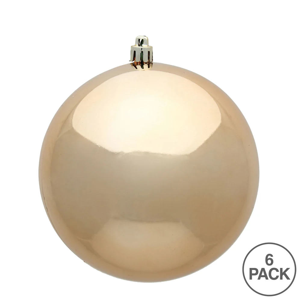 Shatterproof Café Latte Shiny Ball UV Ornament, 4" (Set of 6) - Image 2