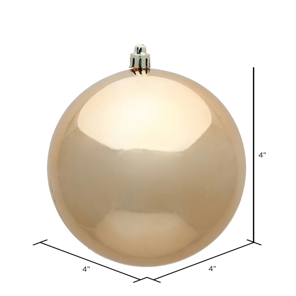 Shatterproof Café Latte Shiny Ball UV Ornament, 4" (Set of 6) - Image 3
