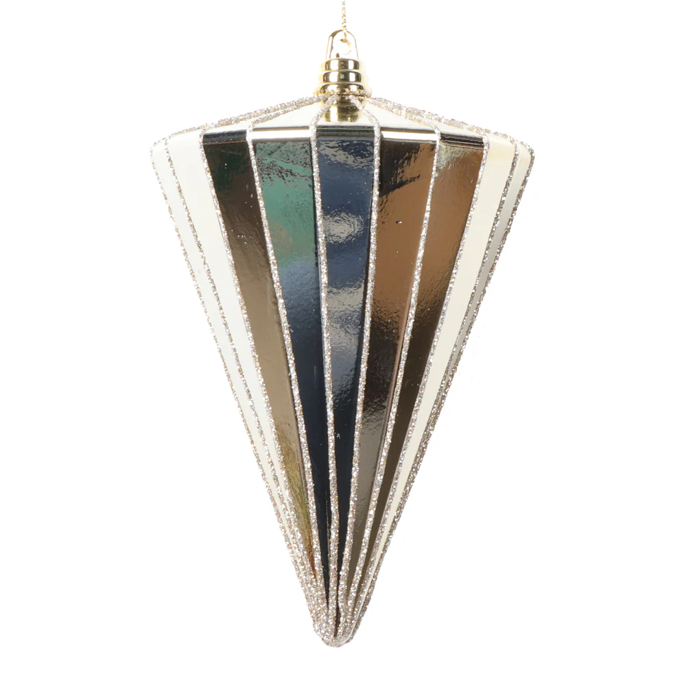Shatterproof Shiny Cone Ornament, 6" (Champagne)
