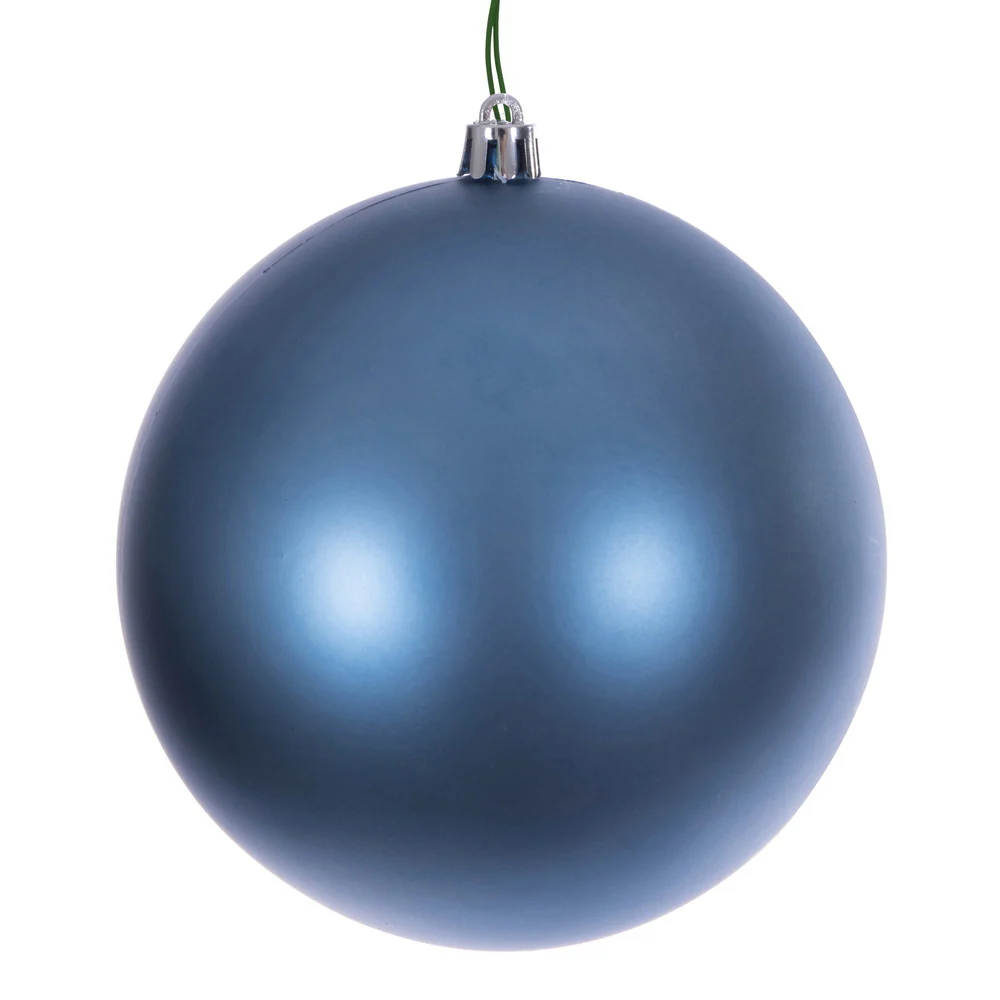 Shatterproof Denim Blue Matte Ball UV Ornament, 6" (Set of 4)