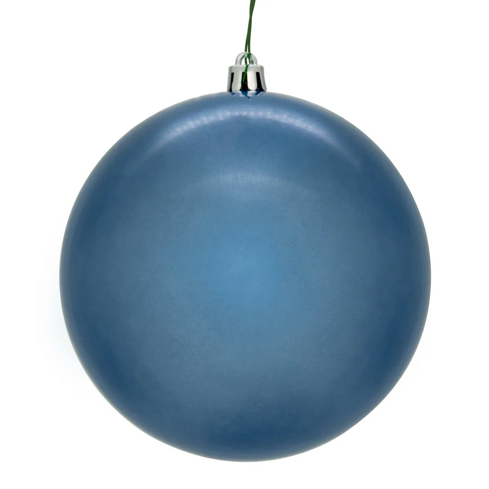 Shatterproof Denim Blue Pearl Ball UV Ornament, 6" (Set of 4)