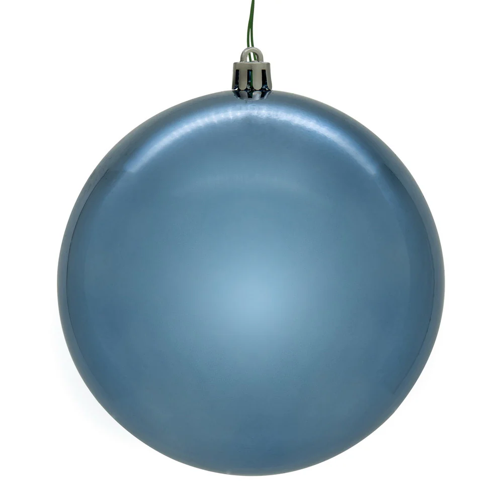 Shatterproof Denim Blue Shiny Ball UV Ornament, 6" (Set of 4)