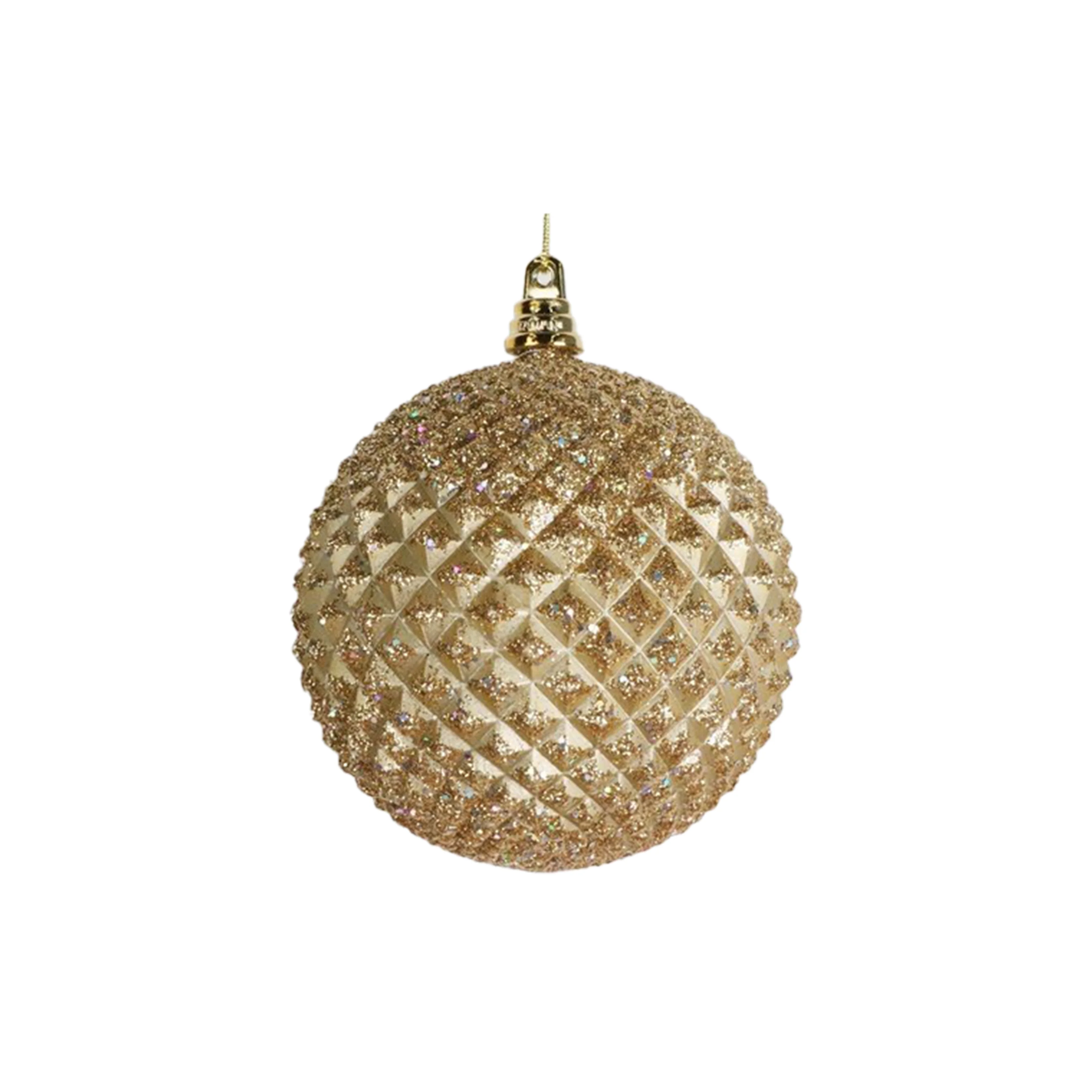 Shatterproof Gold Glitter Durian Ball Ornament, 4.75" (130MM)