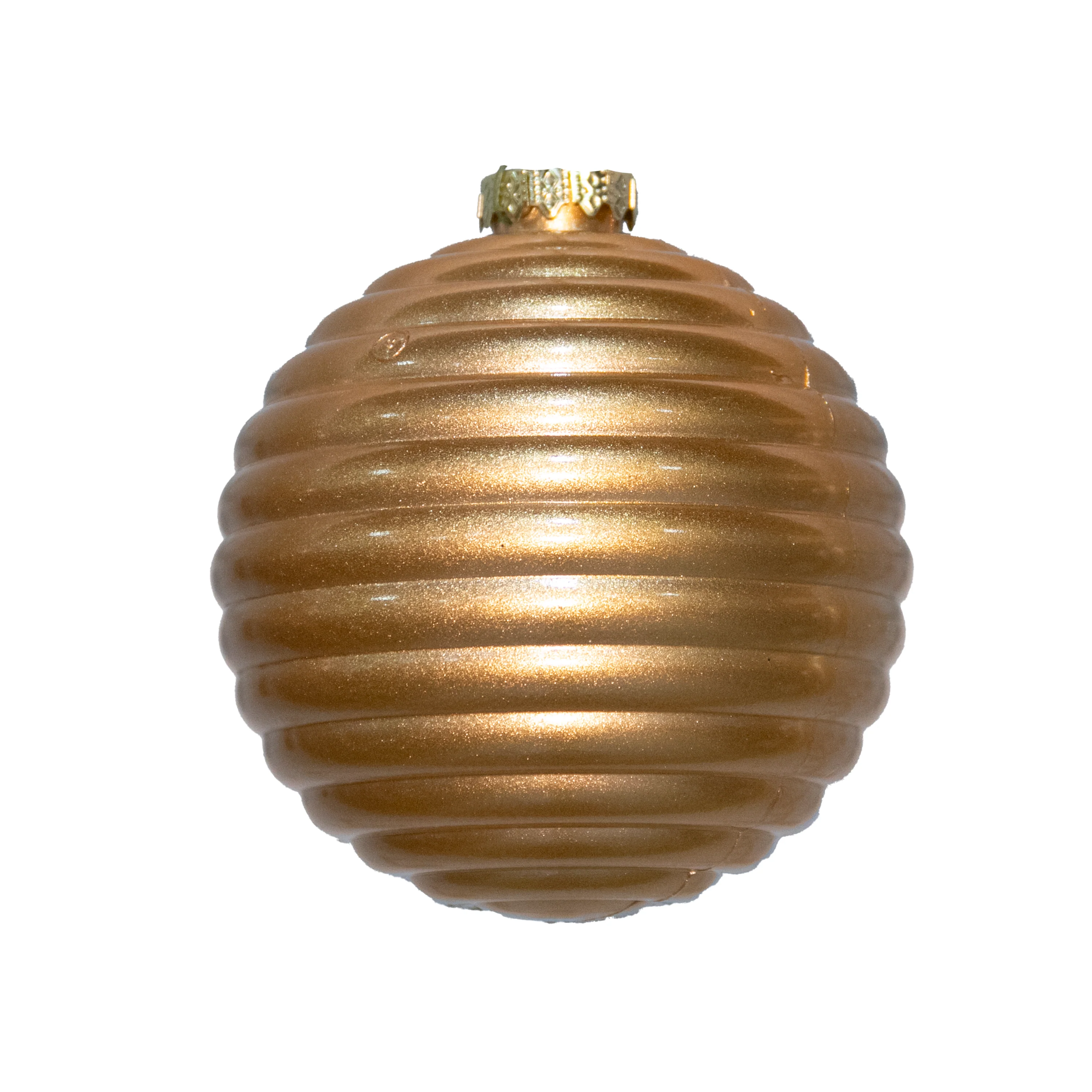 Shatterproof Gold Spiral Apple Ball Ornament, 4" (100MM)