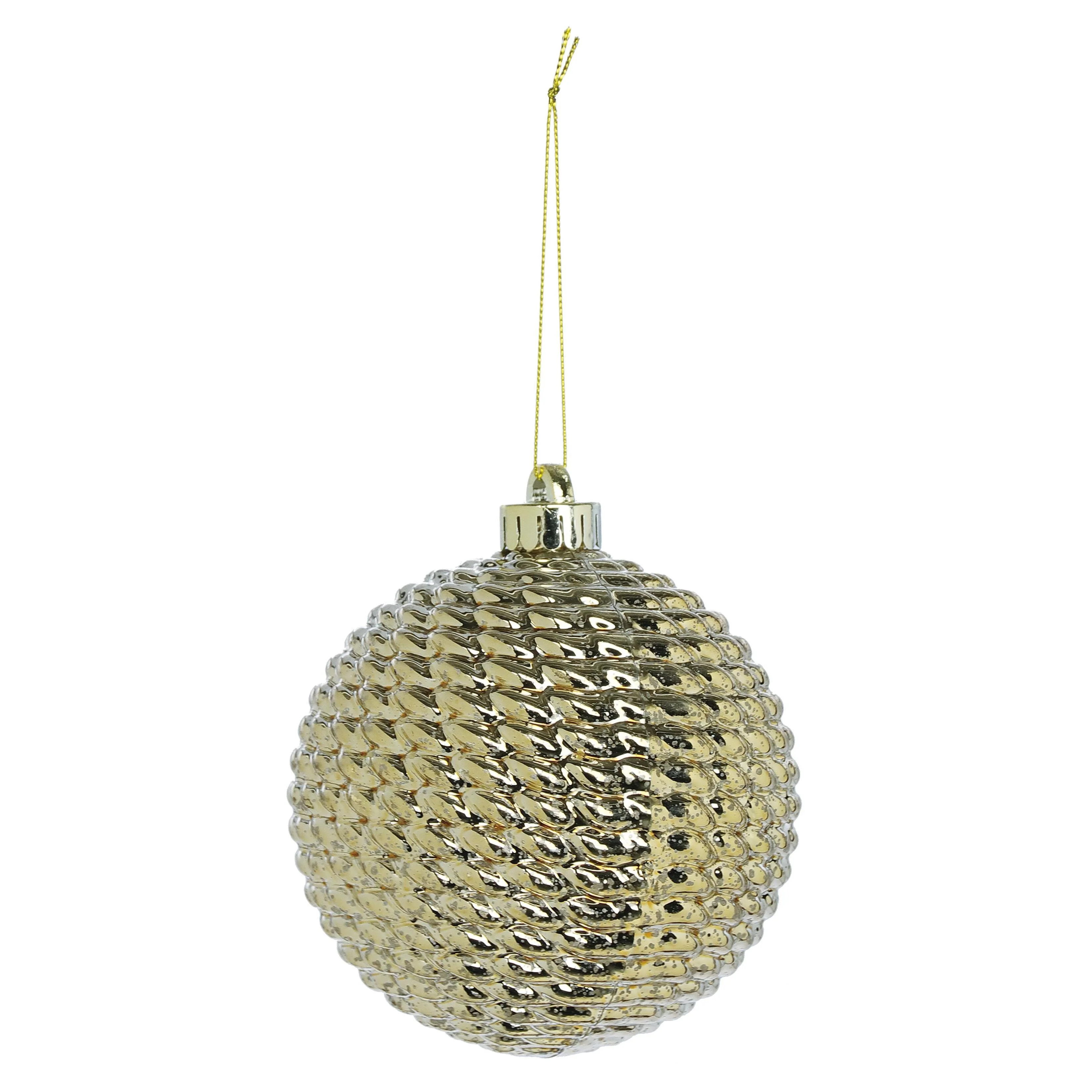 Shatterproof Champagne Knitted Patterned Ball Ornament, 4.75" (120MM)