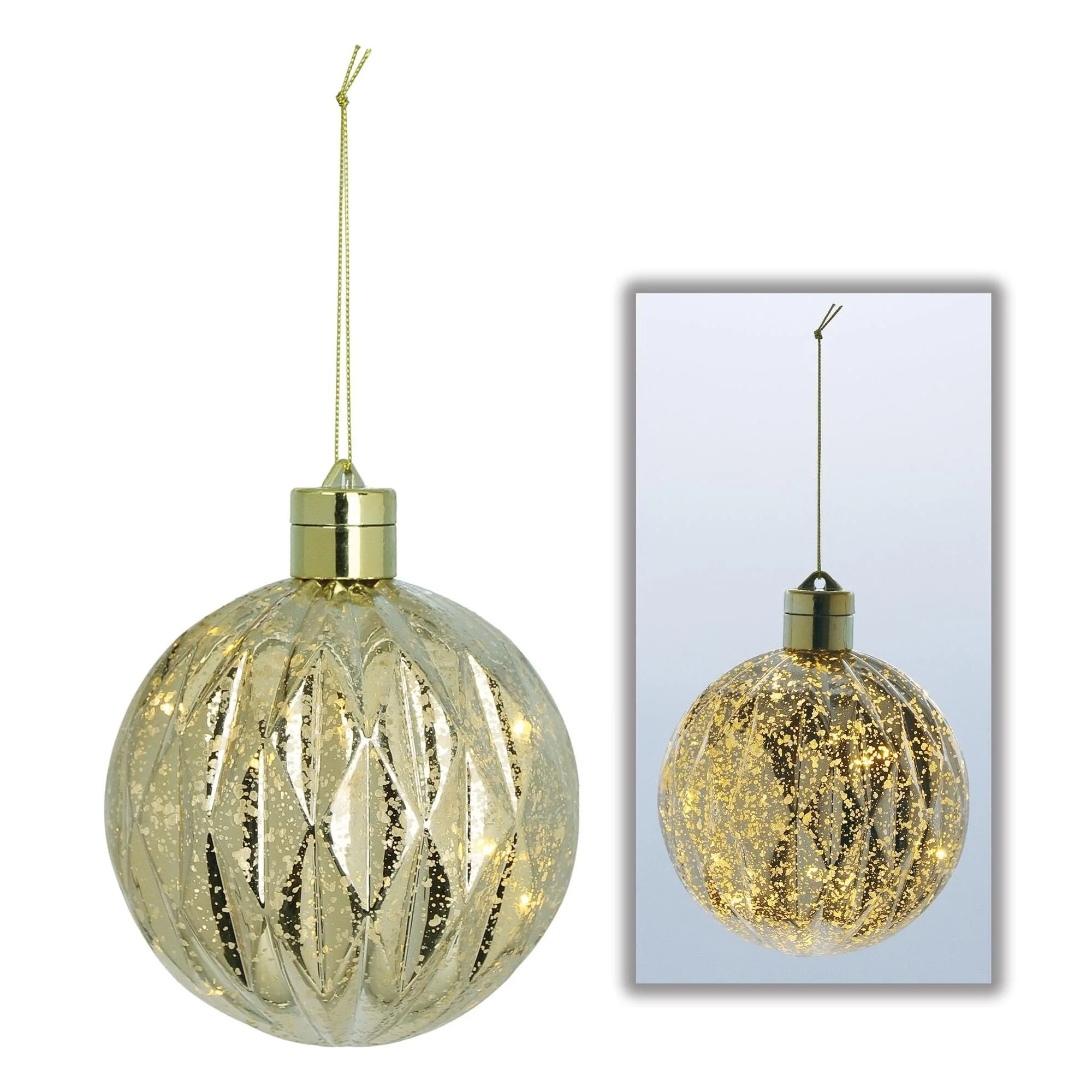 Shatterproof Champagne Lit Vintage Mercury Ball Ornament, 4.75" (120MM)