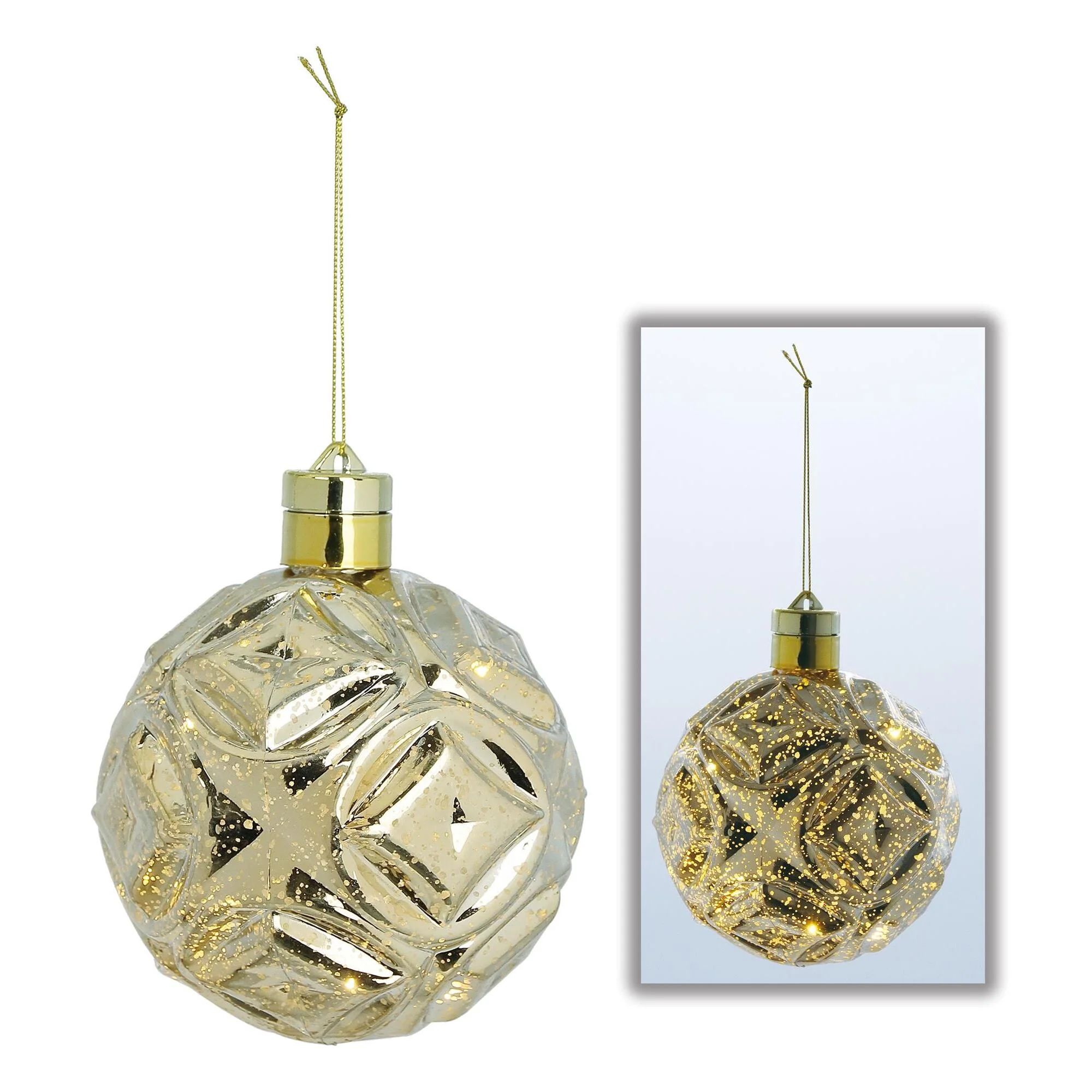 Shatterproof Gold Lit Vintage Mercury Ball Ornament, 4.75" (120MM)