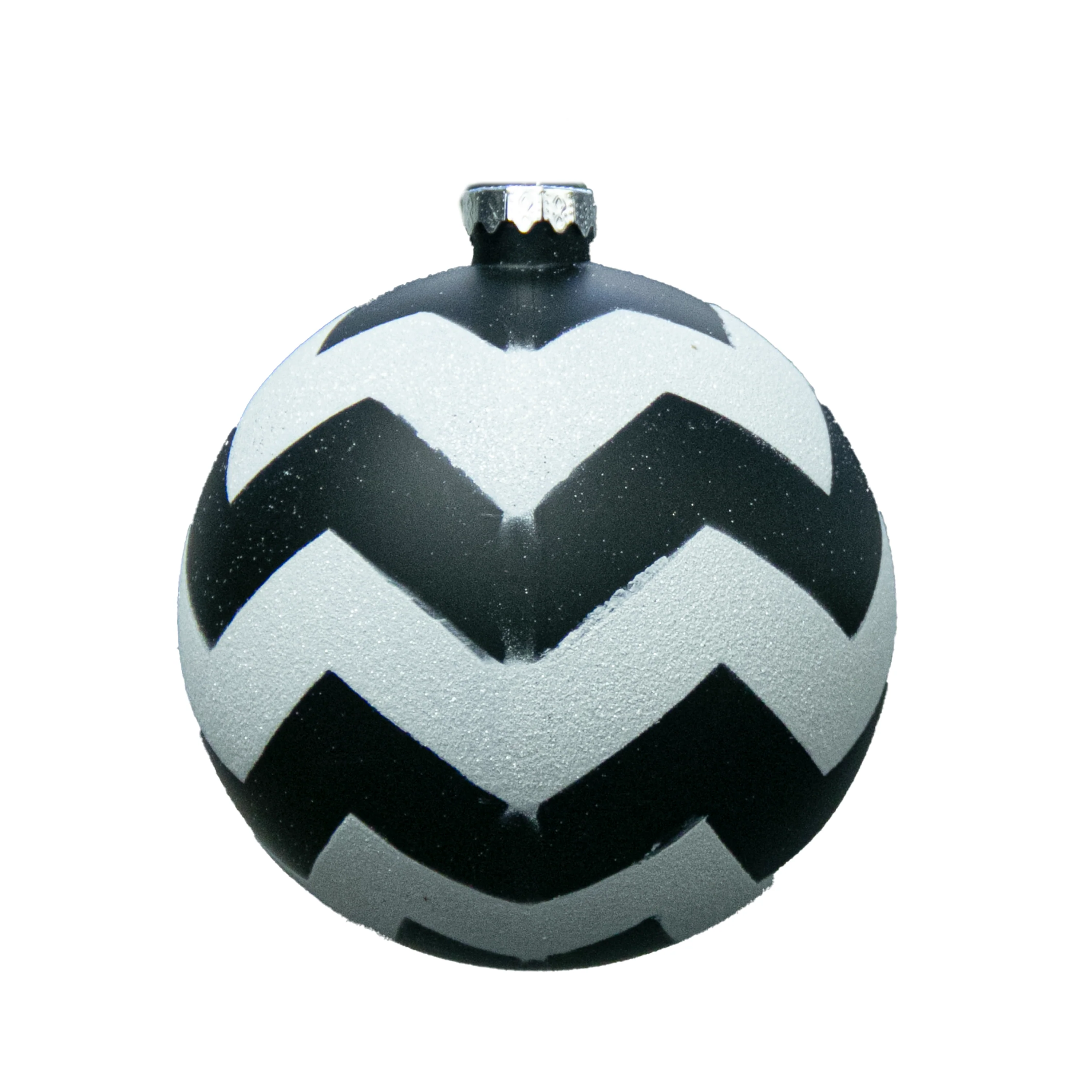 Shatterproof Black W/White Matte Glitter Ball Ornament, 5" (120MM)