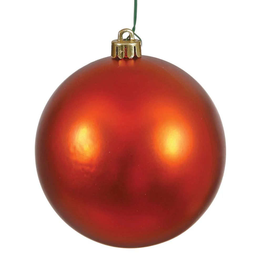 Shatterproof Dark Orange Matte Ball Ornament w/Wire, 3" (80MM)