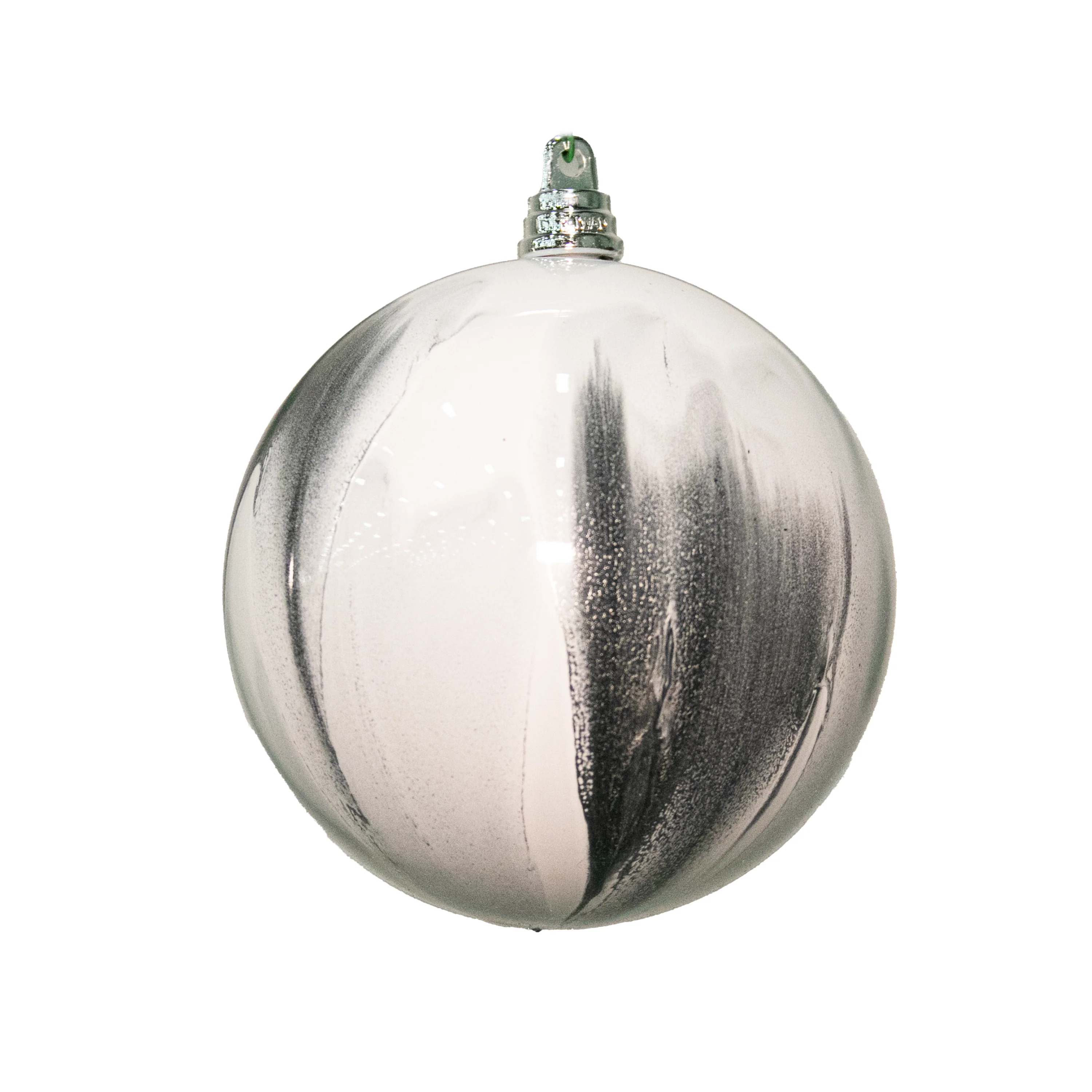 Shatterproof Silver Chrome And White Ball Ornament, 8" (200MM)