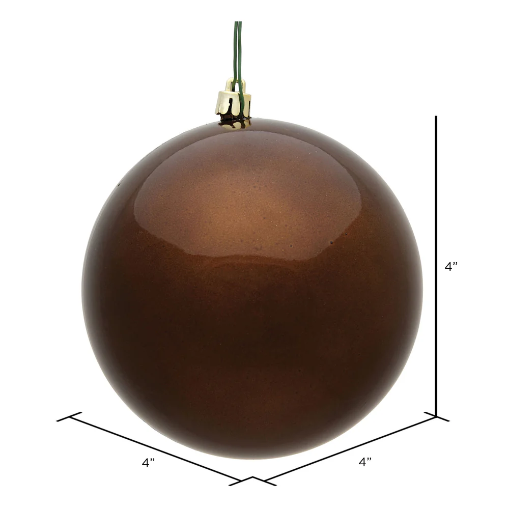 Shatterproof Mocha Candy Ball UV Ornament, 4" (Set of 6) - Image 2