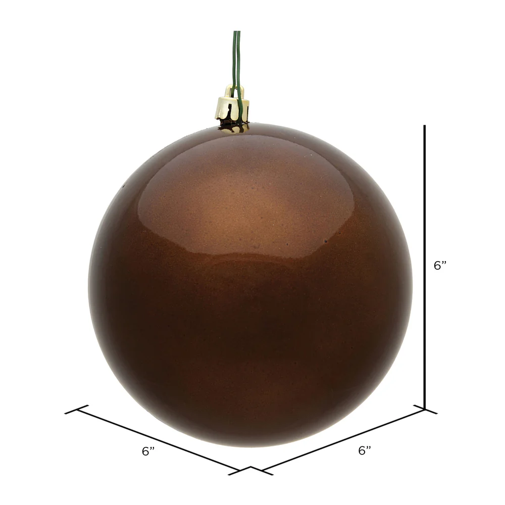 Shatterproof Mocha Candy Ball UV Ornament, 6" (Set of 4) - Image 2