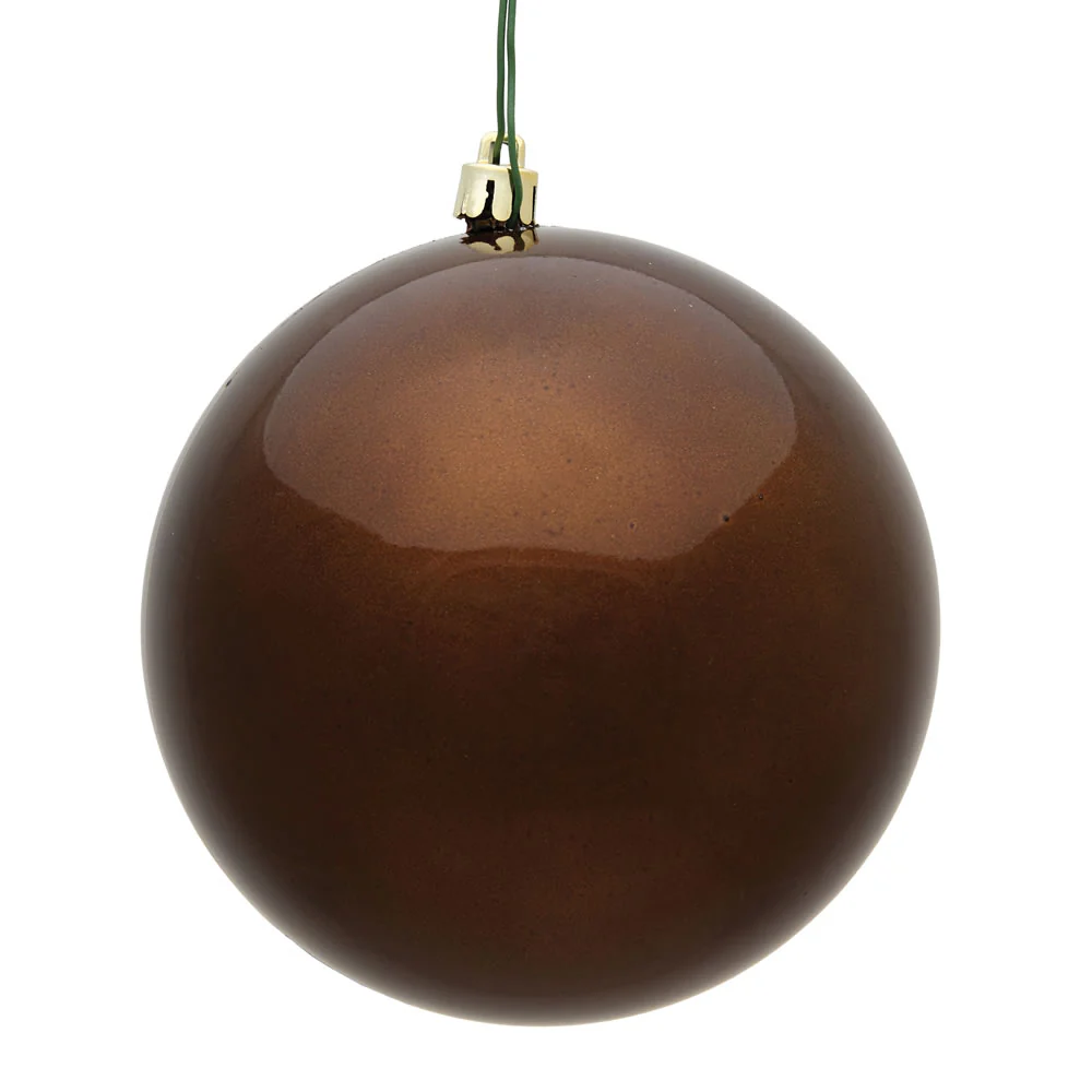 Shatterproof Mocha Candy Ball UV Ornament, 6" (Set of 4) - Image 3