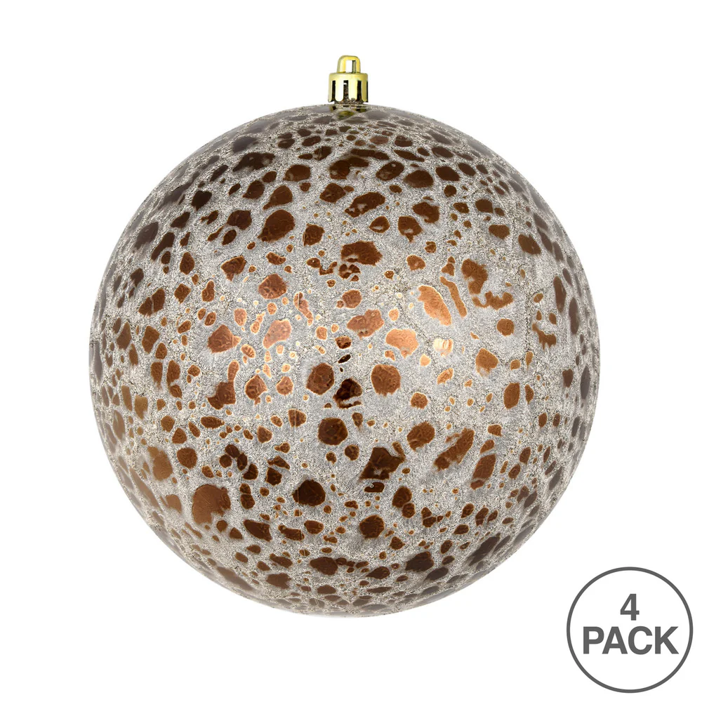 Shatterproof Mocha Crackle Ball UV Ornament, 6" (Set of 4) - Image 3