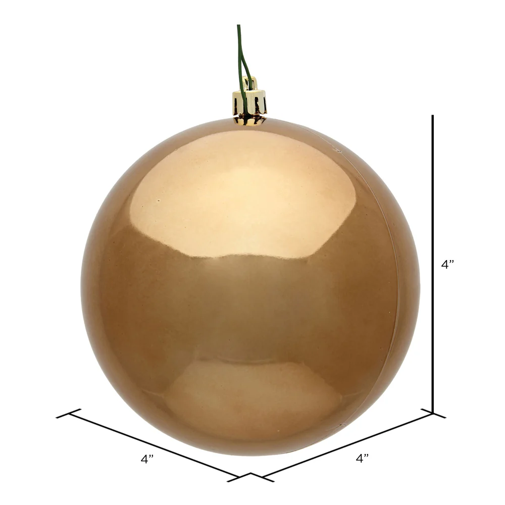 Shatterproof Mocha Shiny Ball UV Ornament, 4" (Set of 6) - Image 2