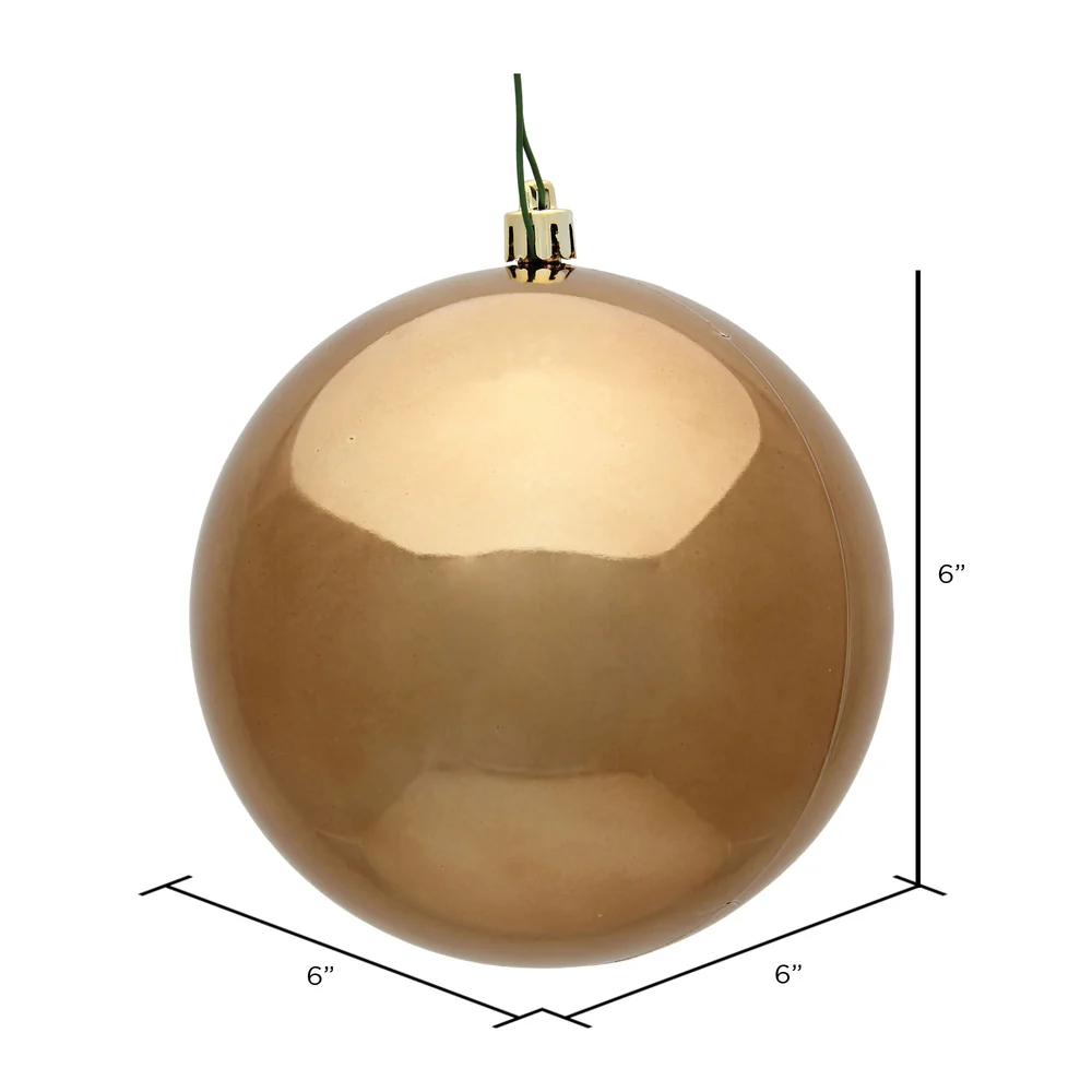 Shatterproof Mocha Shiny Ball UV Ornament, 6" (Set of 4) - Image 2