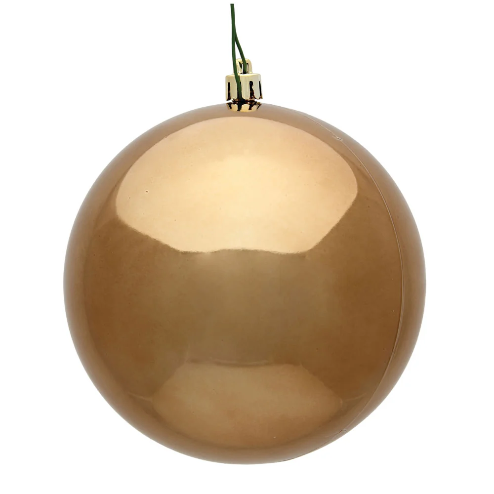 Shatterproof Mocha Shiny Ball UV Ornament, 6" (Set of 4) - Image 3