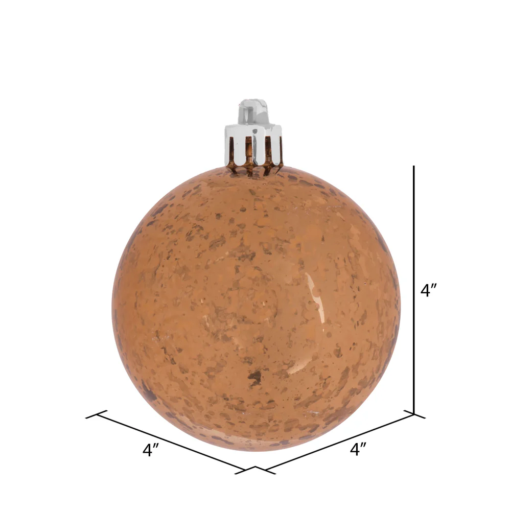 Shatterproof Mocha Shiny Mercury Ball UV Ornament, 4" (Set of 6) - Image 3