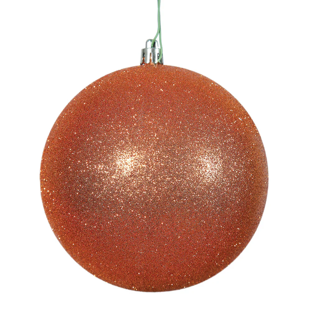Shatterproof Orange Glitter Ball Ornament, 3" (70MM)