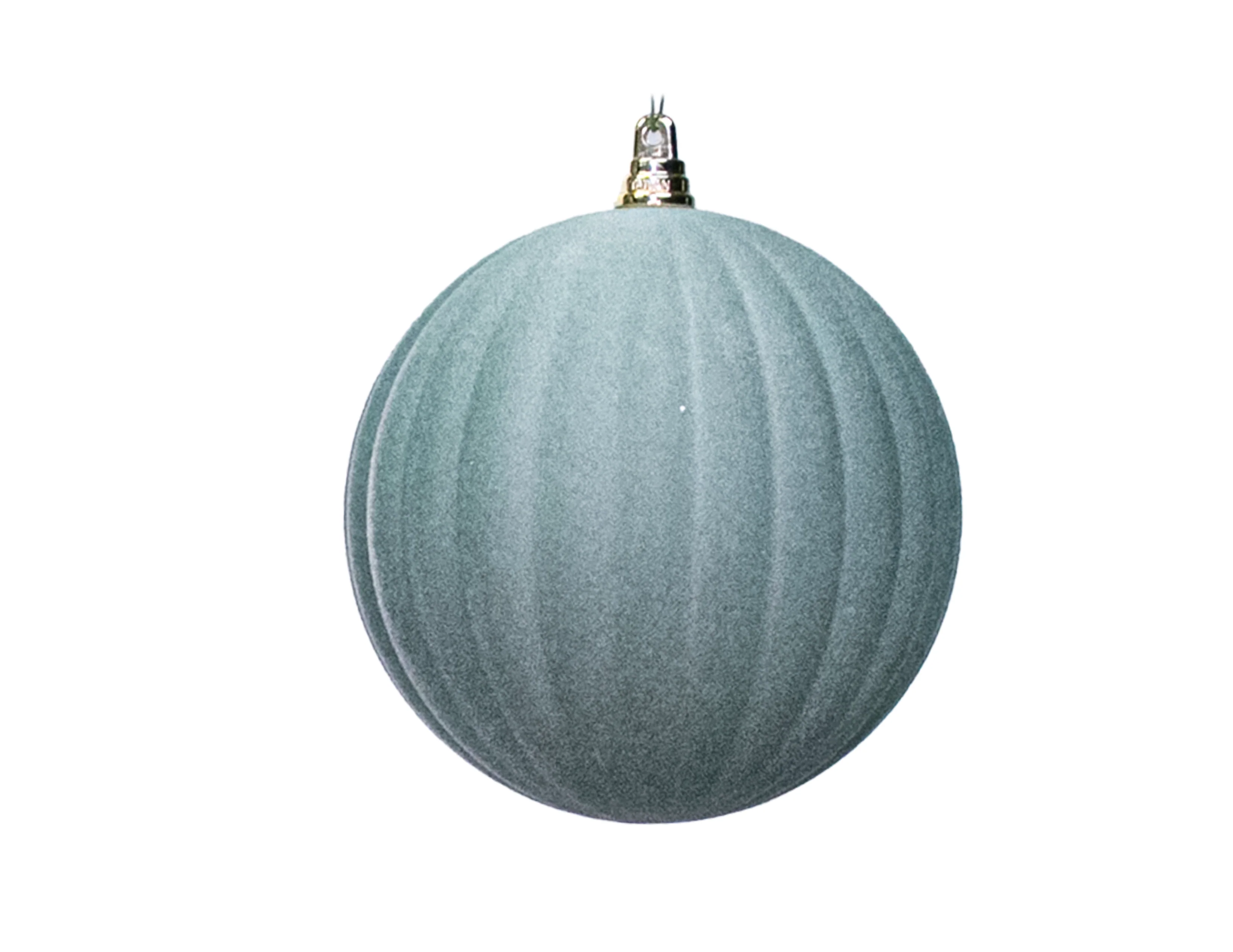 Shatterproof Pale Green Ribbed Velvet Ball Ornament, 5" (120MM)