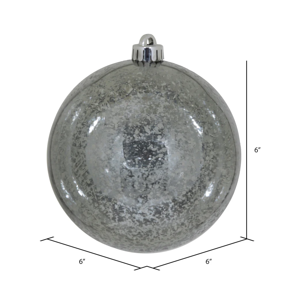 Shatterproof Pewter Shiny Mercury Ball UV Ornament, 6" (Set of 4) - Image 3