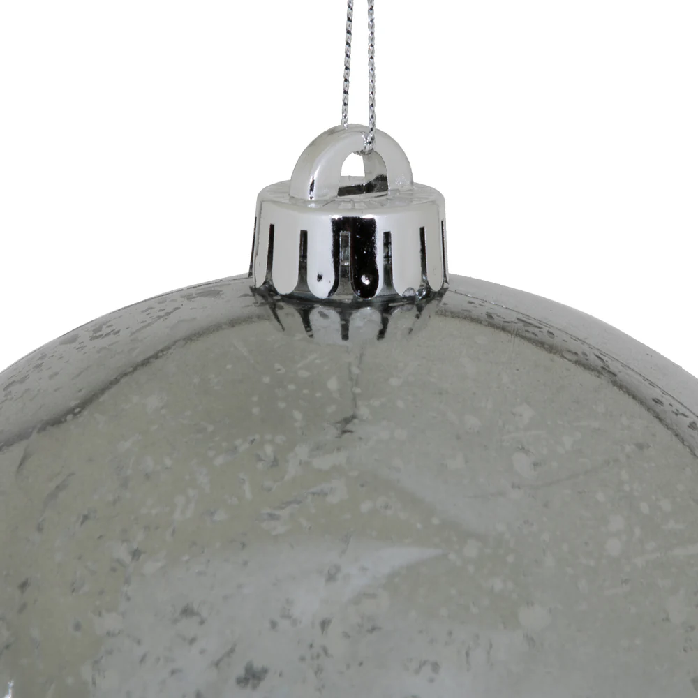 Shatterproof Pewter Shiny Mercury Ball UV Ornament, 6" (Set of 4) - Image 5