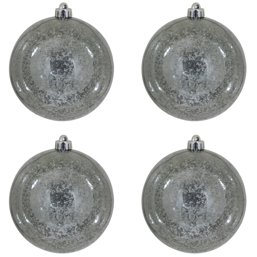 Shatterproof Pewter Shiny Mercury Ball UV Ornament, 6" (Set of 4) - Image 7