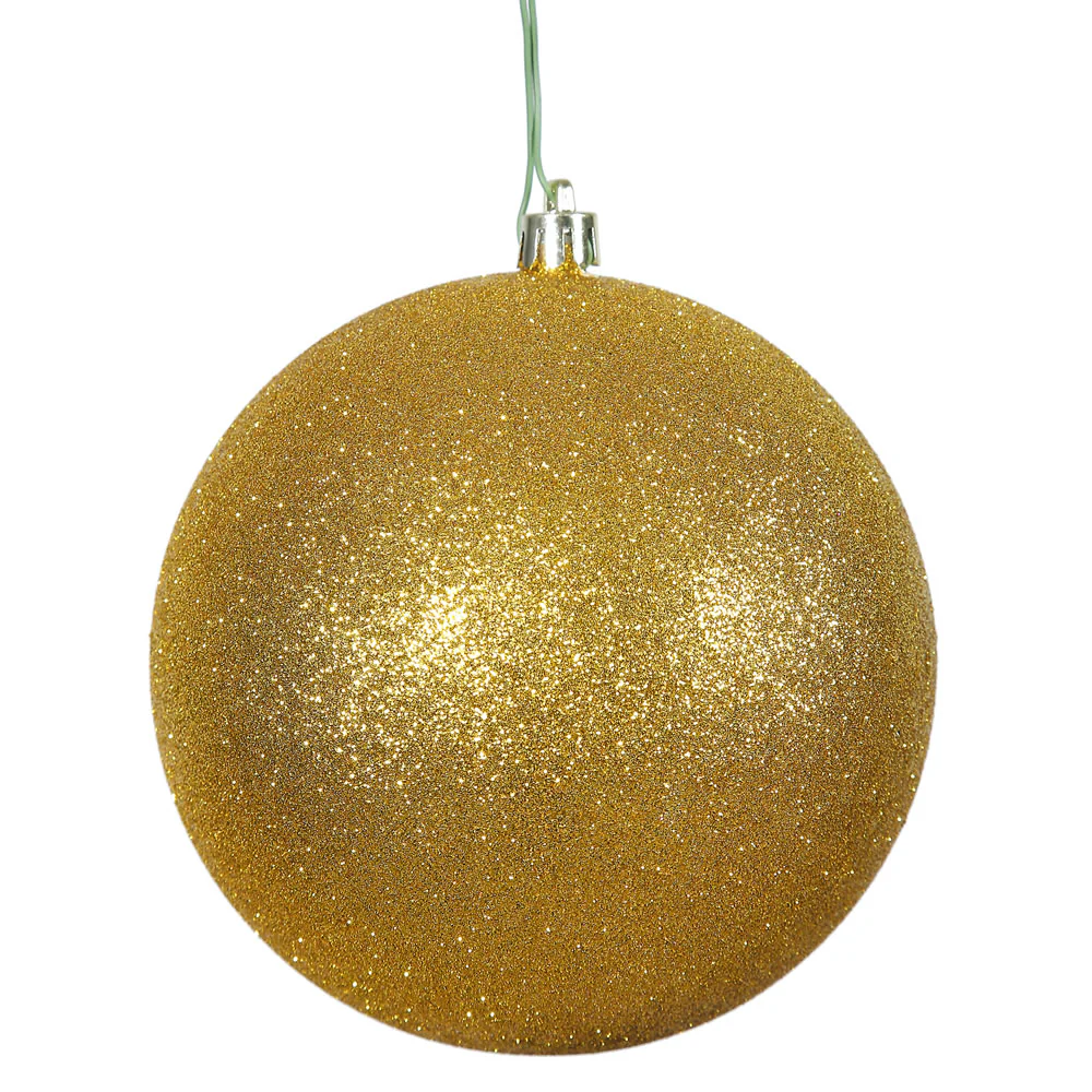 Shatterproof Plastic Gold Glitter Ball Ornament, 6" (150MM)