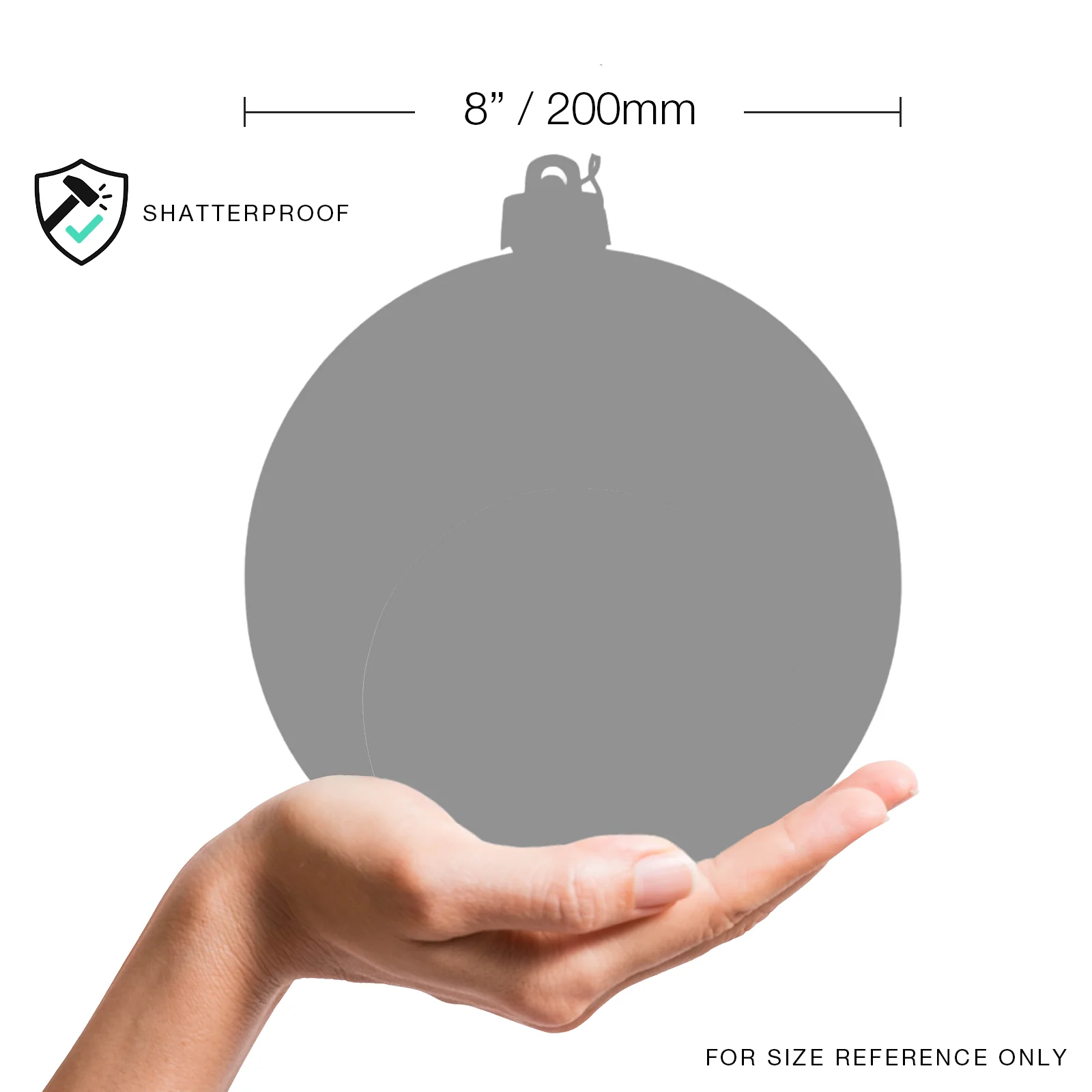 Shatterproof Plastic Sand Gold Shiny Ball Ornament, 8" (200MM) - Image 2
