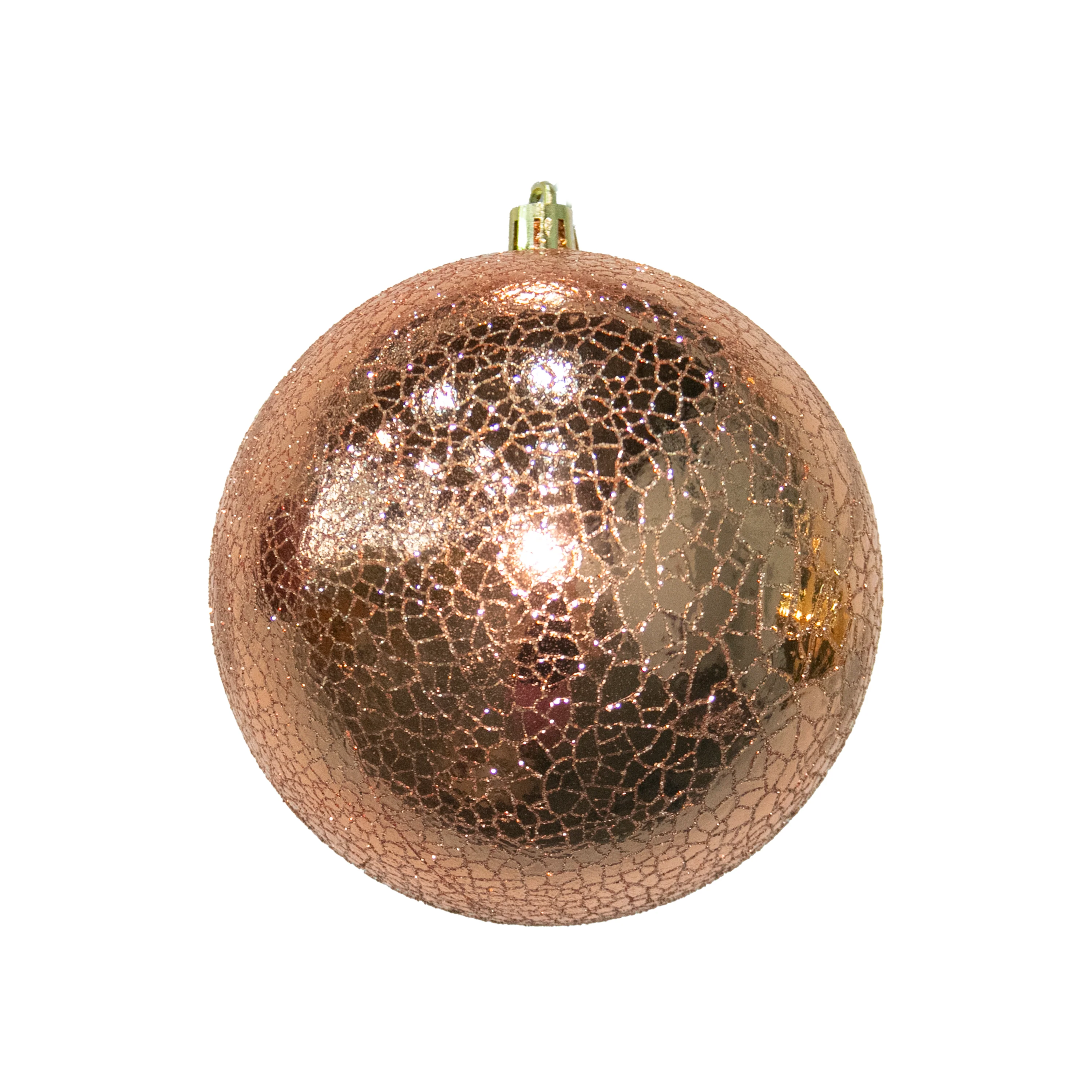 Shatterproof Plastic Sand Gold Crackle Ball Ornament, 4" (100MM)