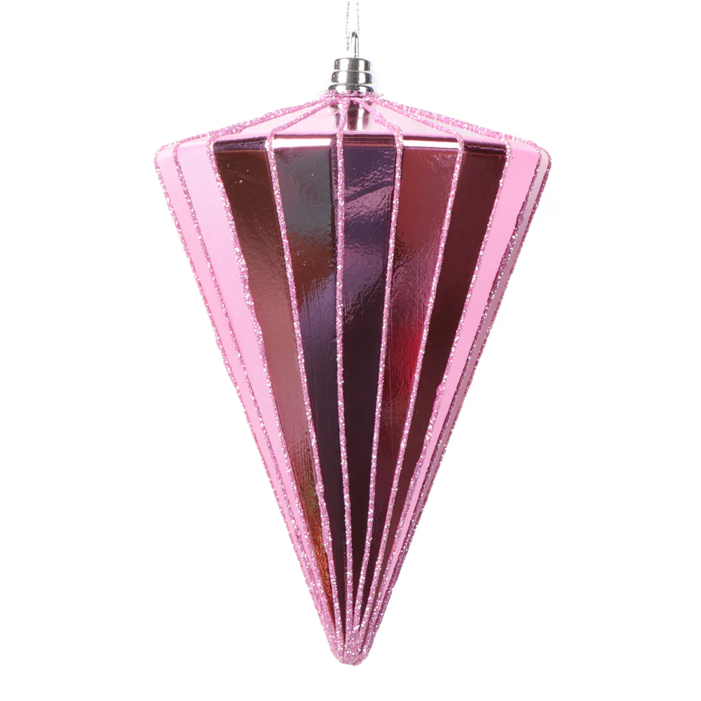 Shatterproof Purple Shiny Glitter Cone Ornament, 6" (150MM)