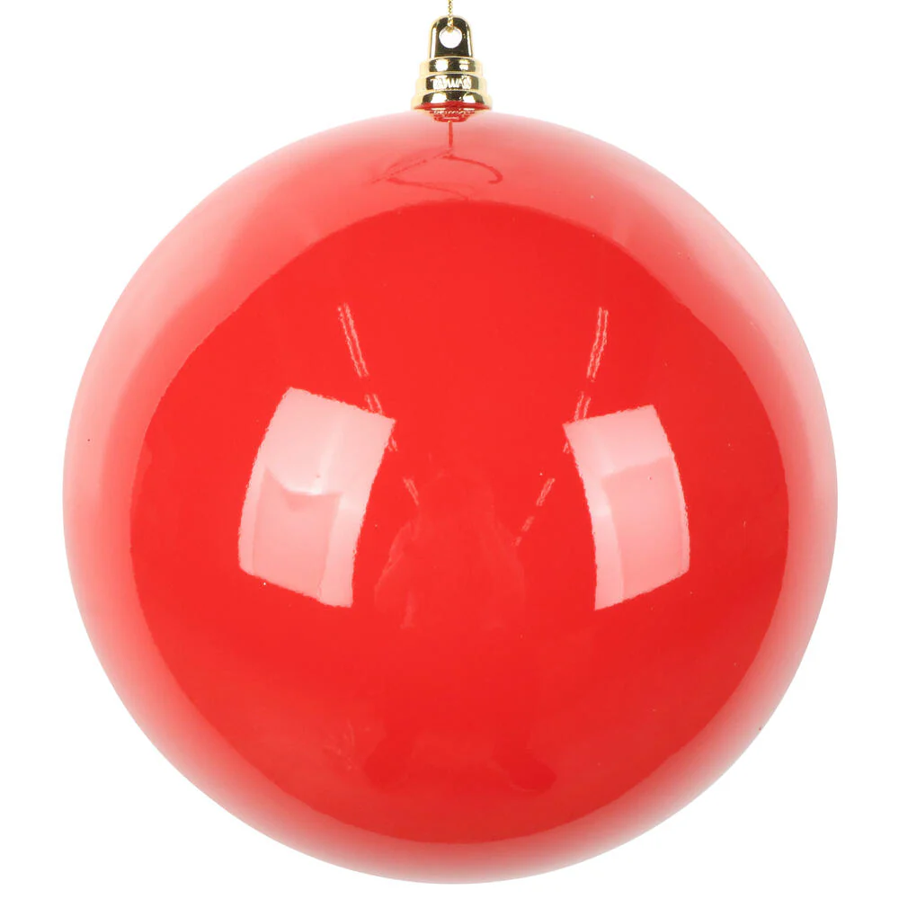 Shatterproof Red Enamel Ball Ornament, 6" (Set of 4)