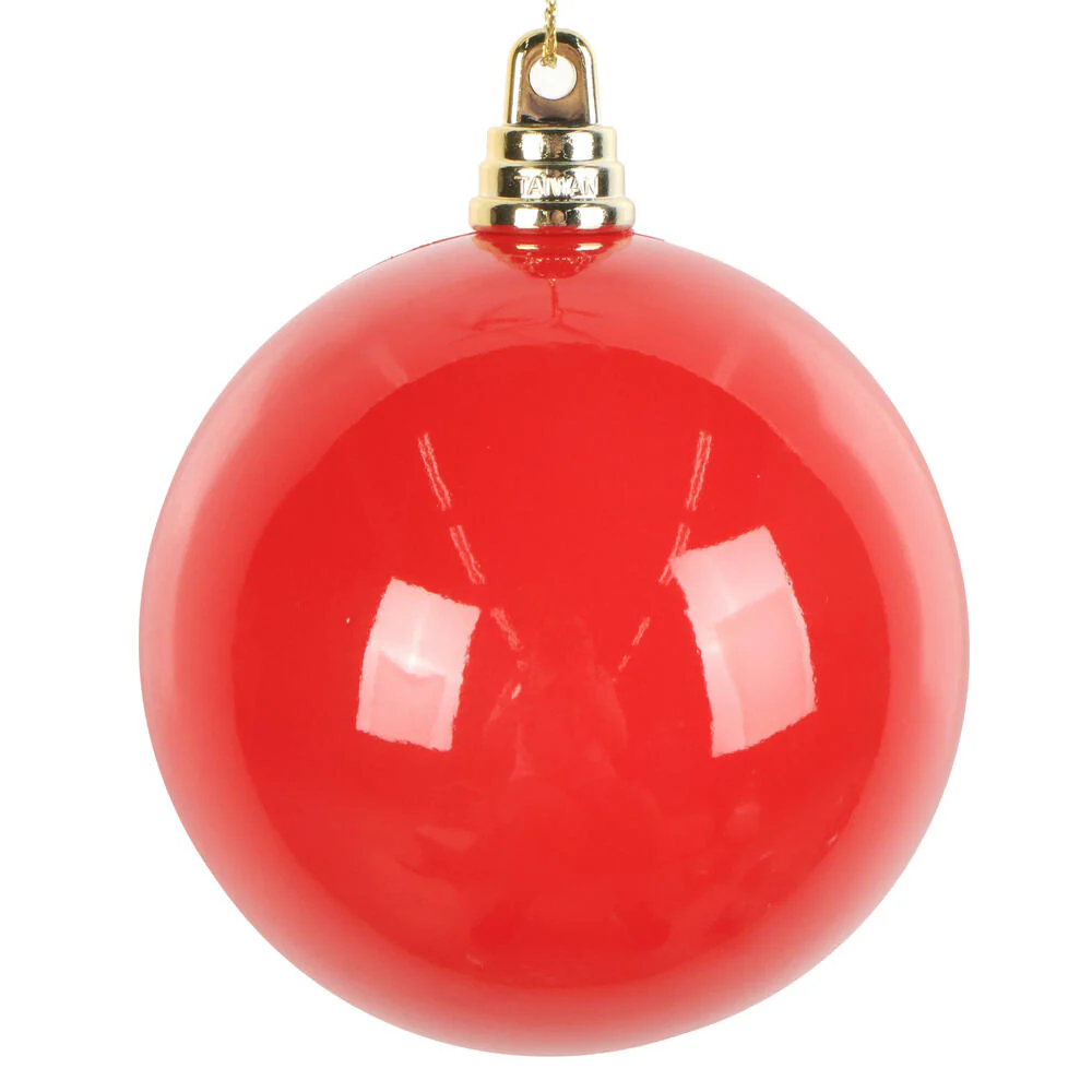 Shatterproof Red Enamel Ball UV Ornament, 3" (Set of 12)