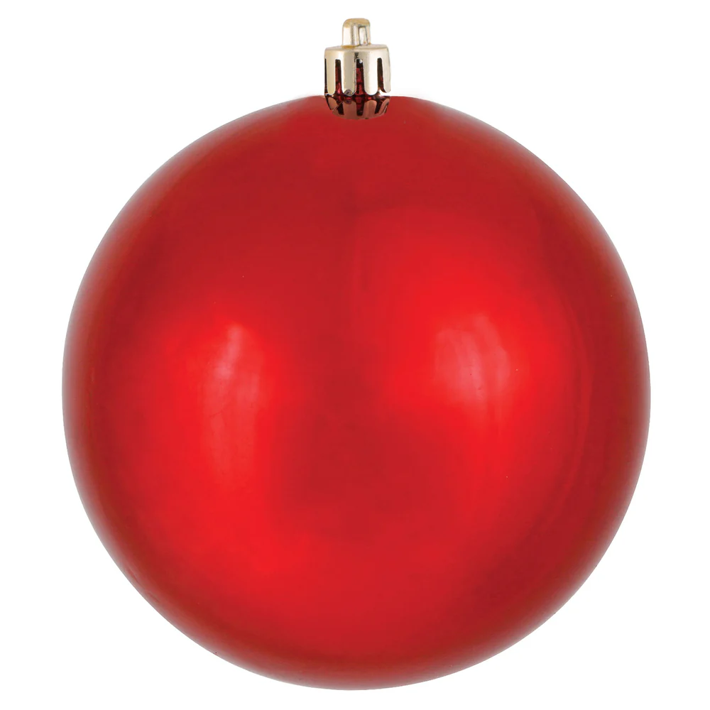 Shatterproof Red Shiny Ball UV Ornament, 6" (Set of 4)