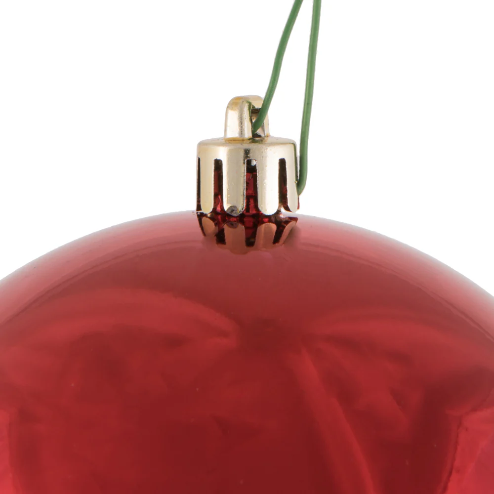 Shatterproof Red Shiny Ball UV Ornament, 6" (Set of 4) - Image 2