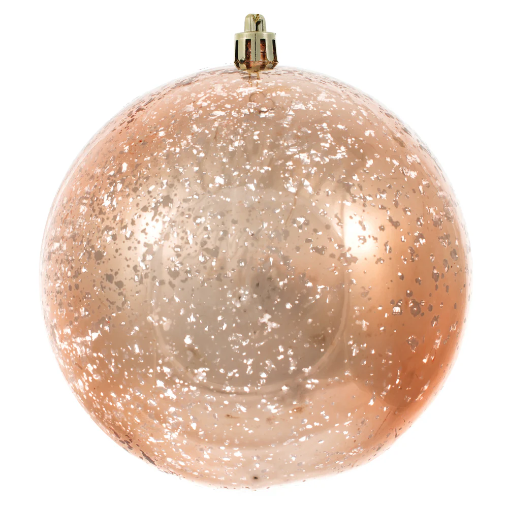 Shatterproof Rose Gold Shiny Mercury Ball UV Ornament, 6" (Set of 4)