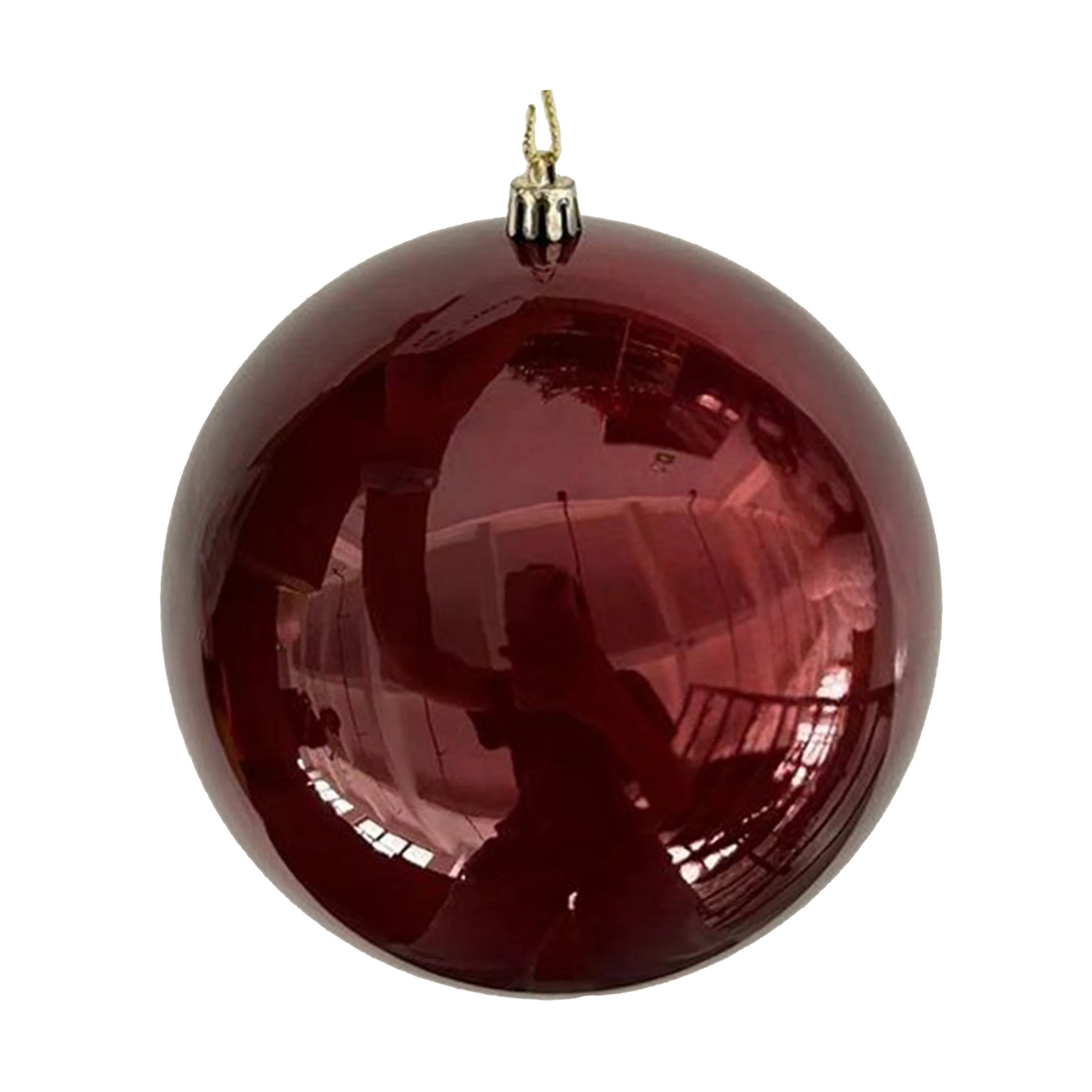 Shatterproof Burgundy Shiny Ball Ornament W/Wire, 4"(100MM)
