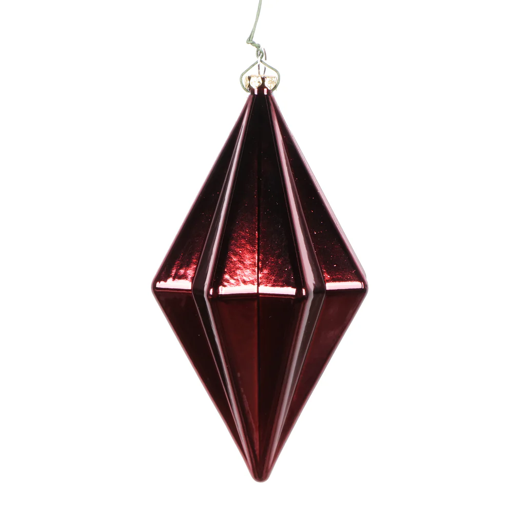 Shatterproof Burgundy Shiny Diamond Ornament, 5"
