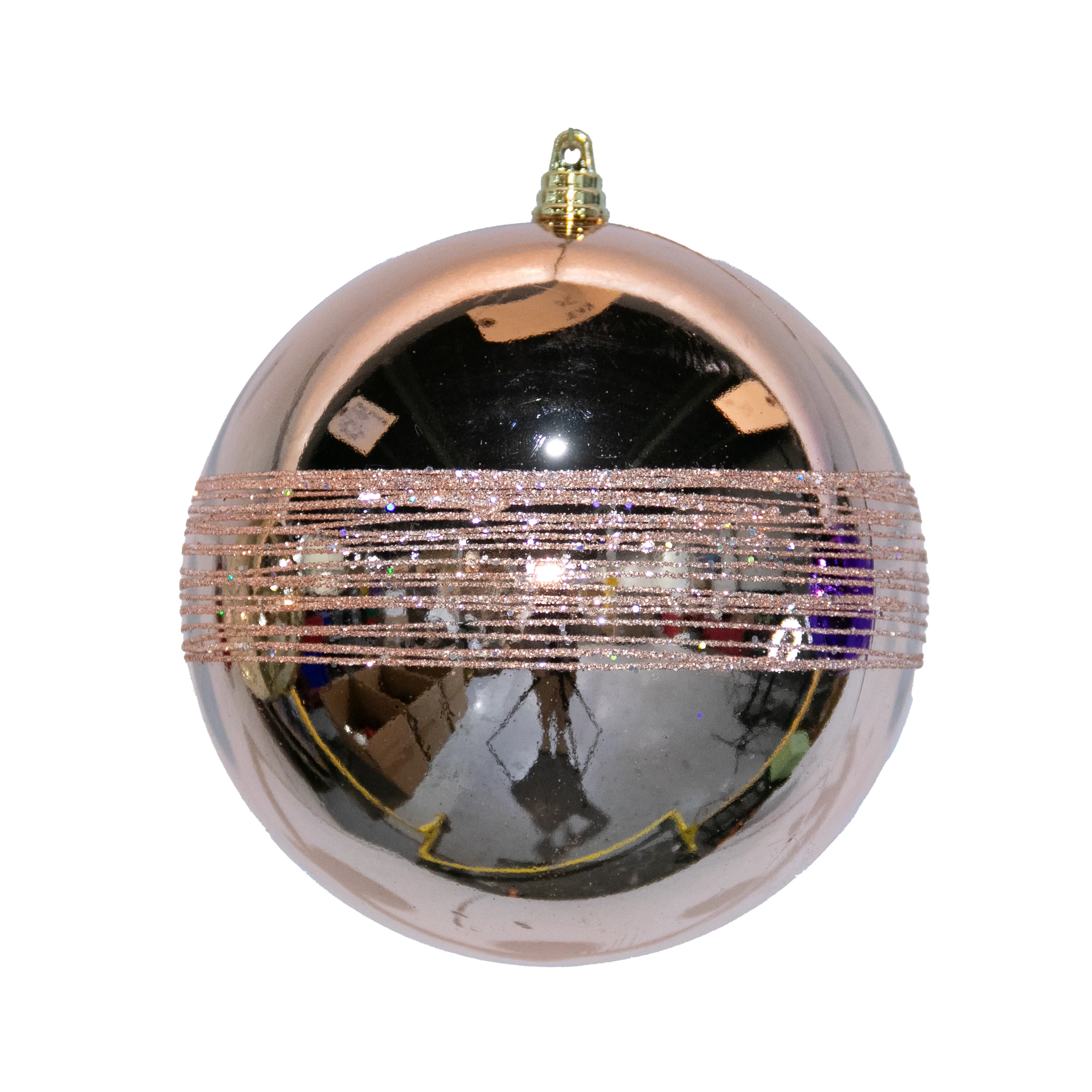 Shatterproof Sand Gold W/Sand Gold Shiny Glitter Ball Ornament, 4" (100MM)
