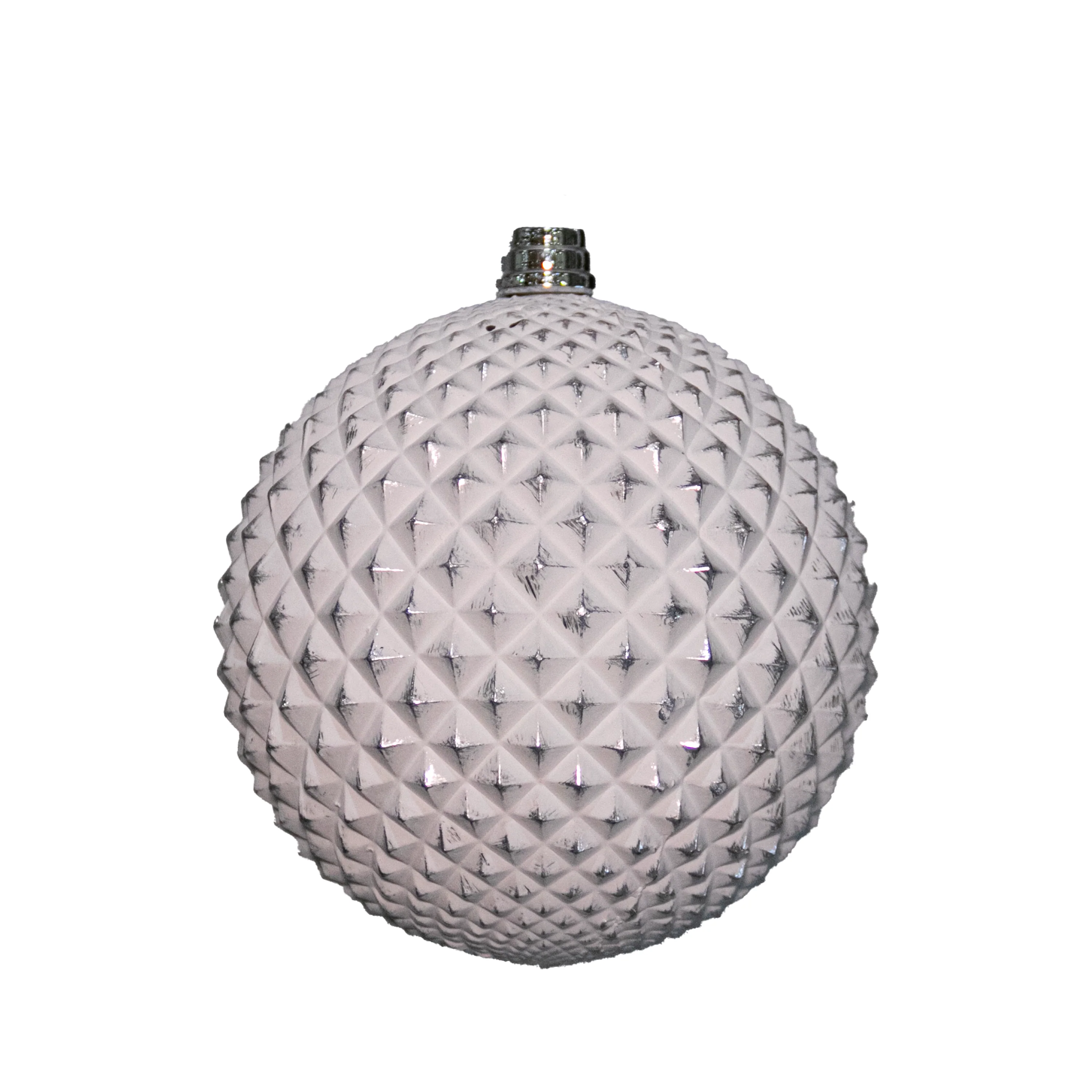 Shatterproof Silver W/White Shiny Ball Ornament, 6" (150MM)