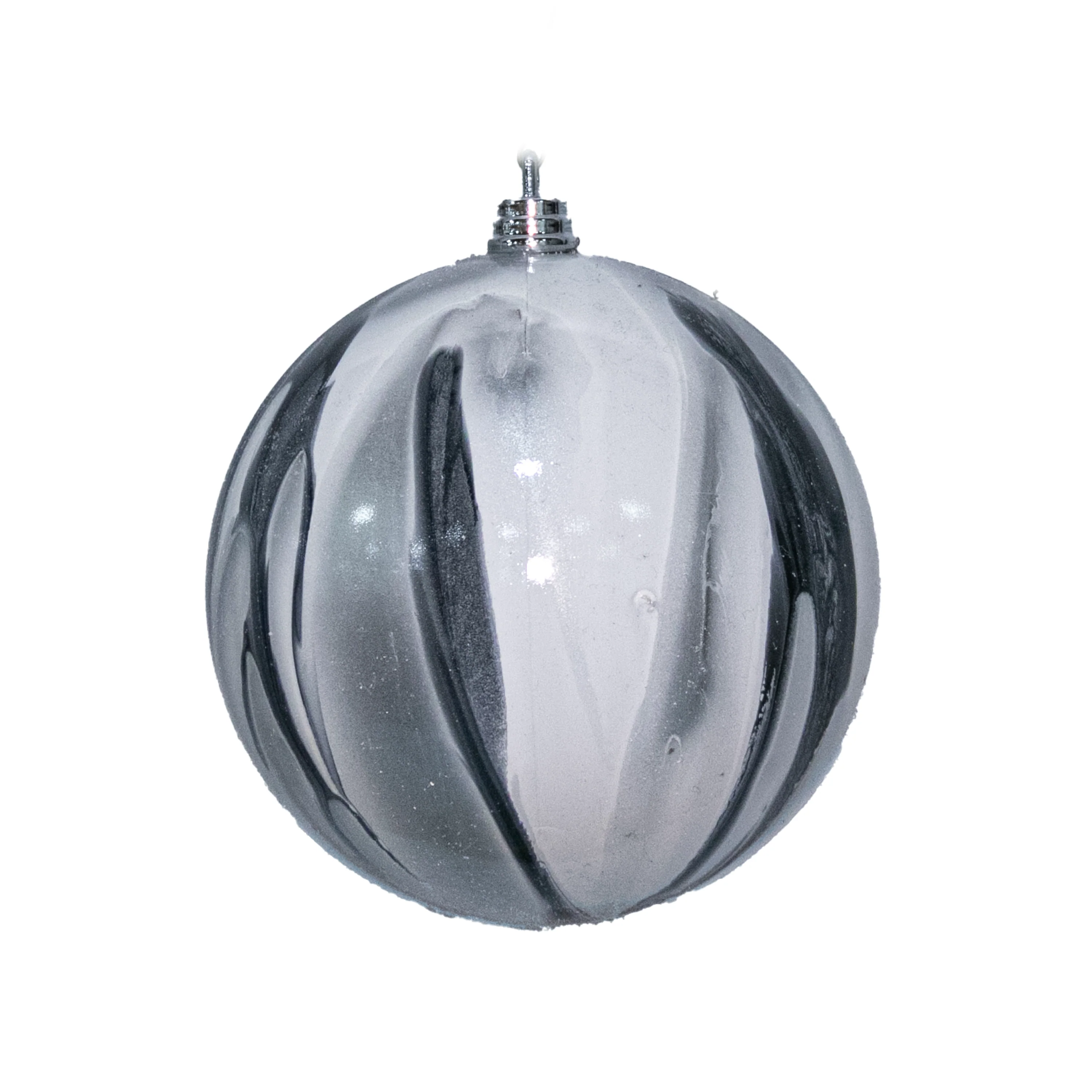 Shatterproof Silver Marble Candy Apple Ball Ornament, 6" (150MM)