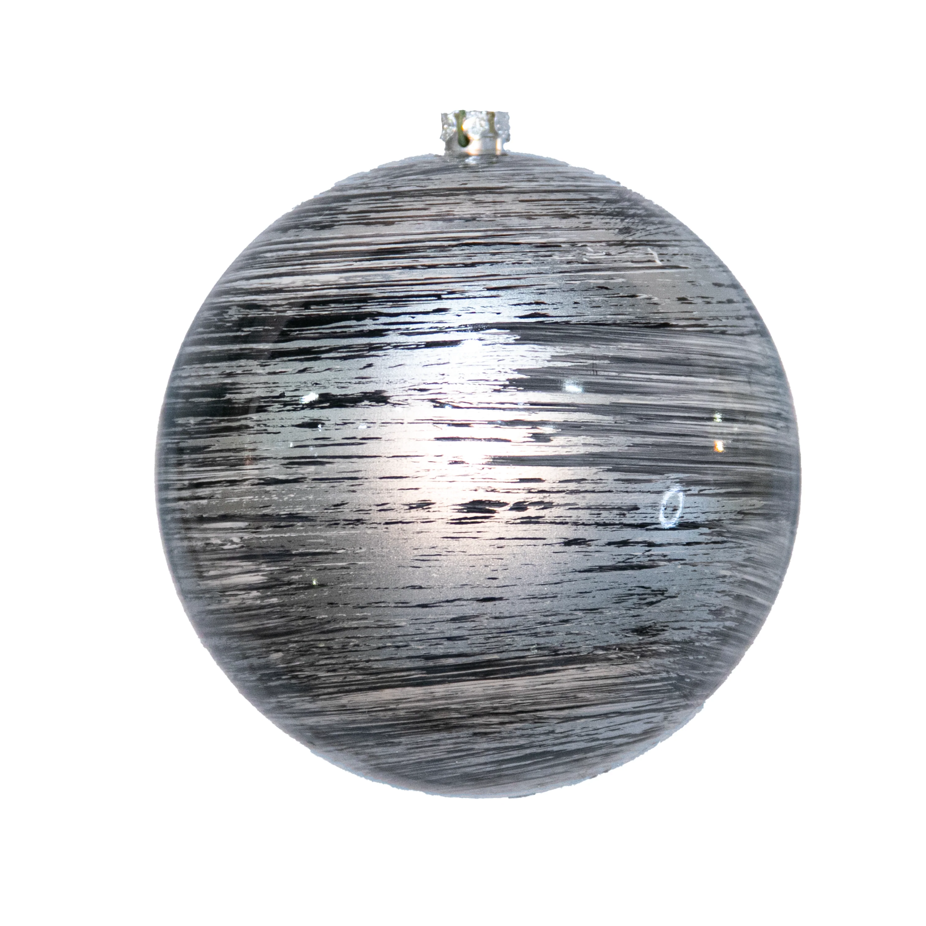 Shatterproof Silver Marble Ball Ornament, 4" (100MM)