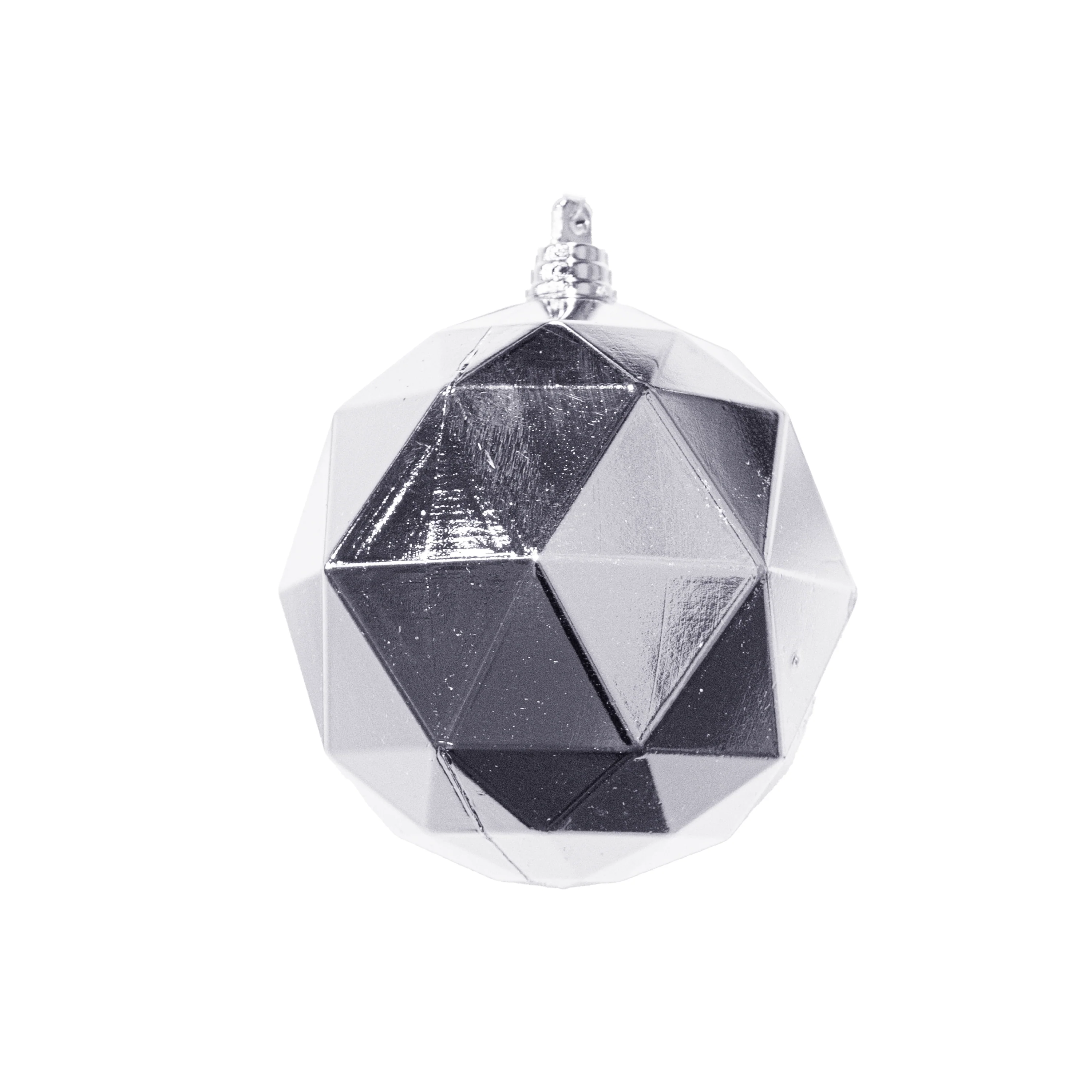 Shatterproof Silver Shiny Diamond Ball Ornament, 4" (100MM)